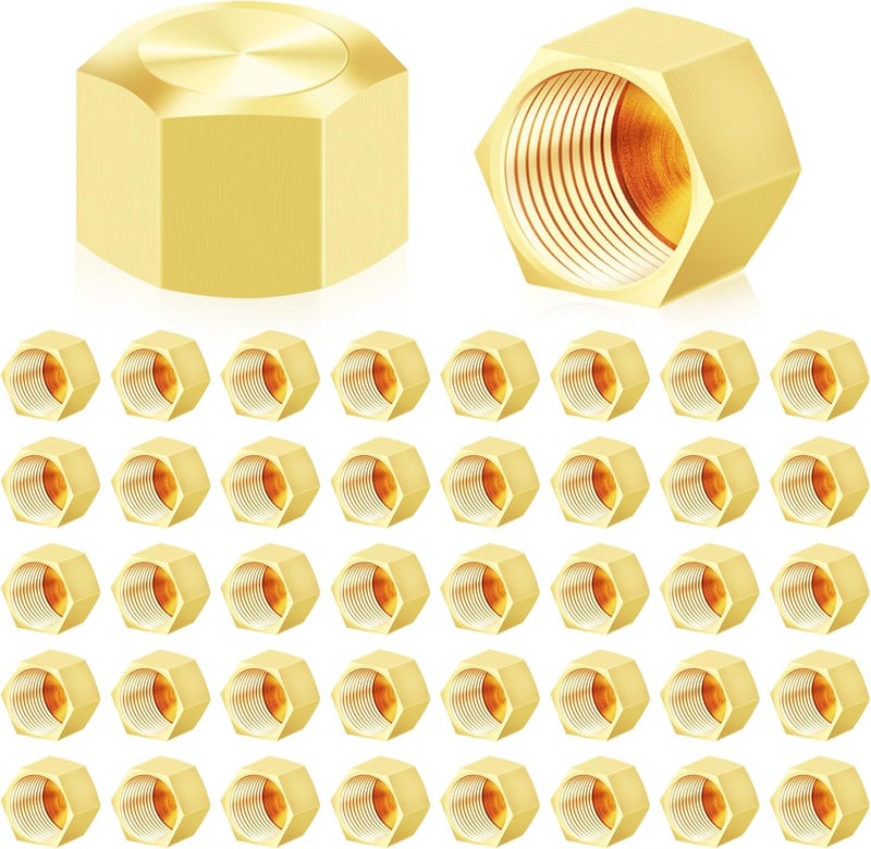 Japtend 3/8" Compression Cap, 40pcs Brass Compression Fittings Hex UNEF Thread Stop Valve Tubing Ends Sealing Caps Hose Connector for Gas Garden Water Air Line - Image 1